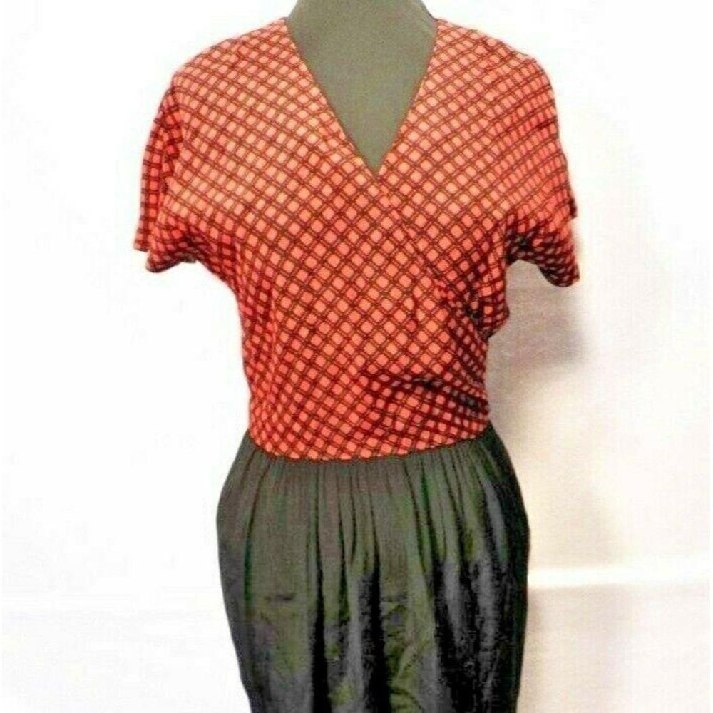Jane Singer 10 Red Black Dress Jacket PinUp Secretary Retro